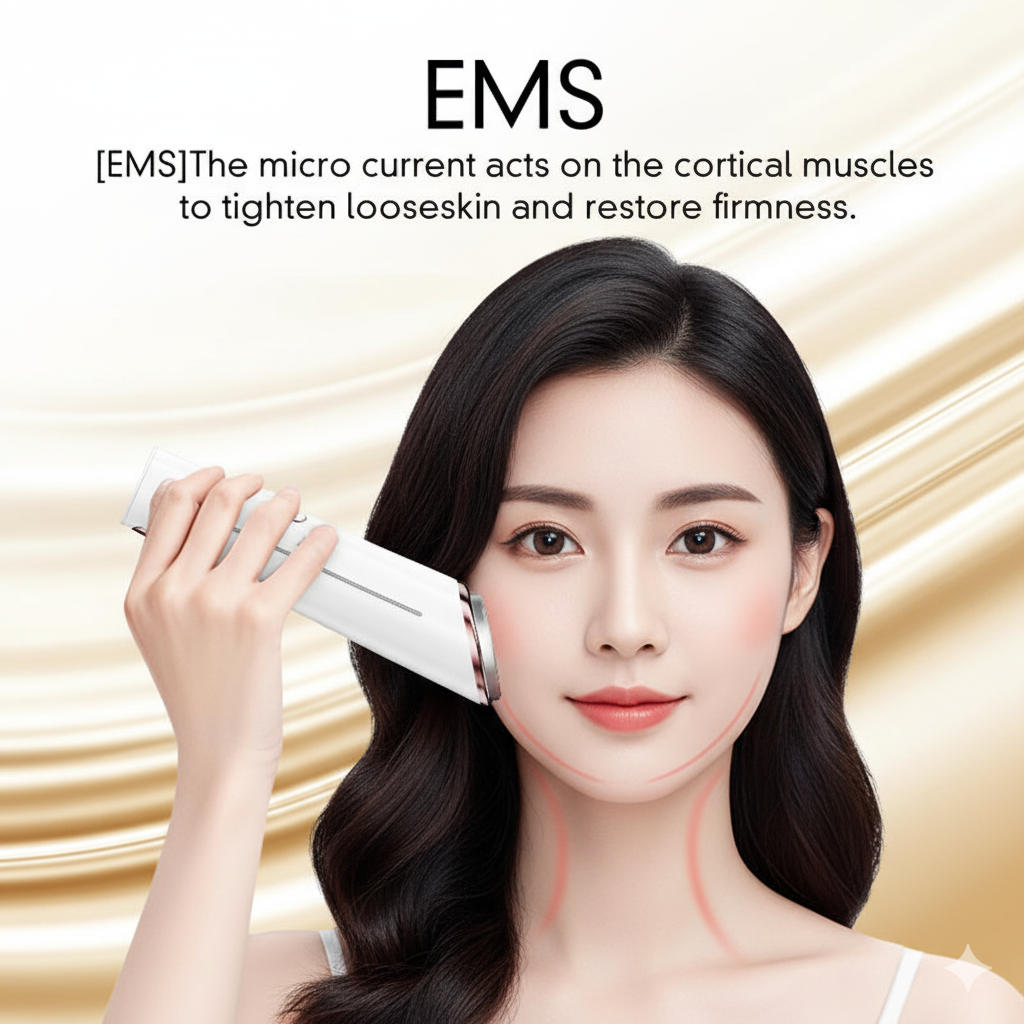 Eye Lifting And Tightening Beauty Instrument in use on facial skin, promoting hydration and firmness.